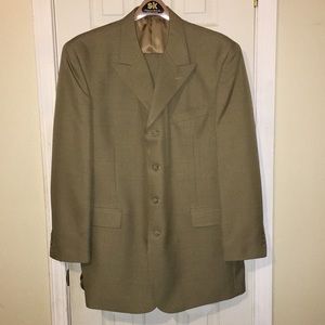 Tan VANETTI 4-Button Suit Faint Windowpane Pattern